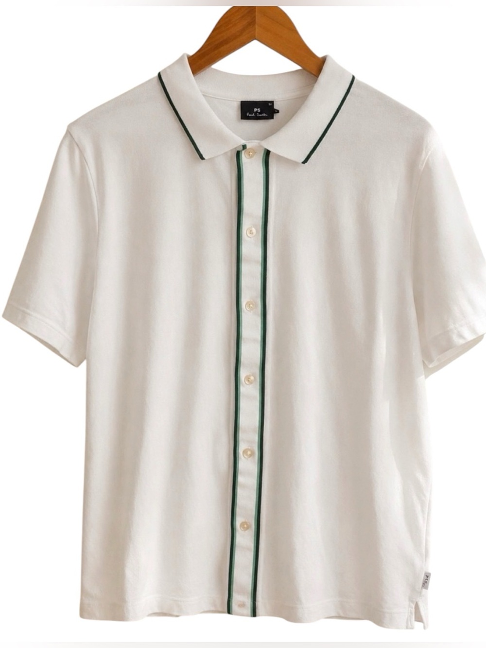 PS Paul Smith Polo Shirt Contrast Trim White Green Mens  XL